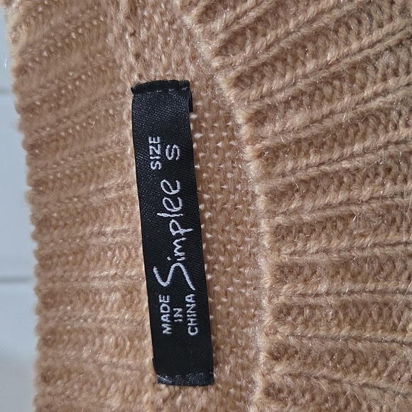 Simplee Womans Carmel Crew Neck Cable Knit Sweater, Small - Picture 2 of 5